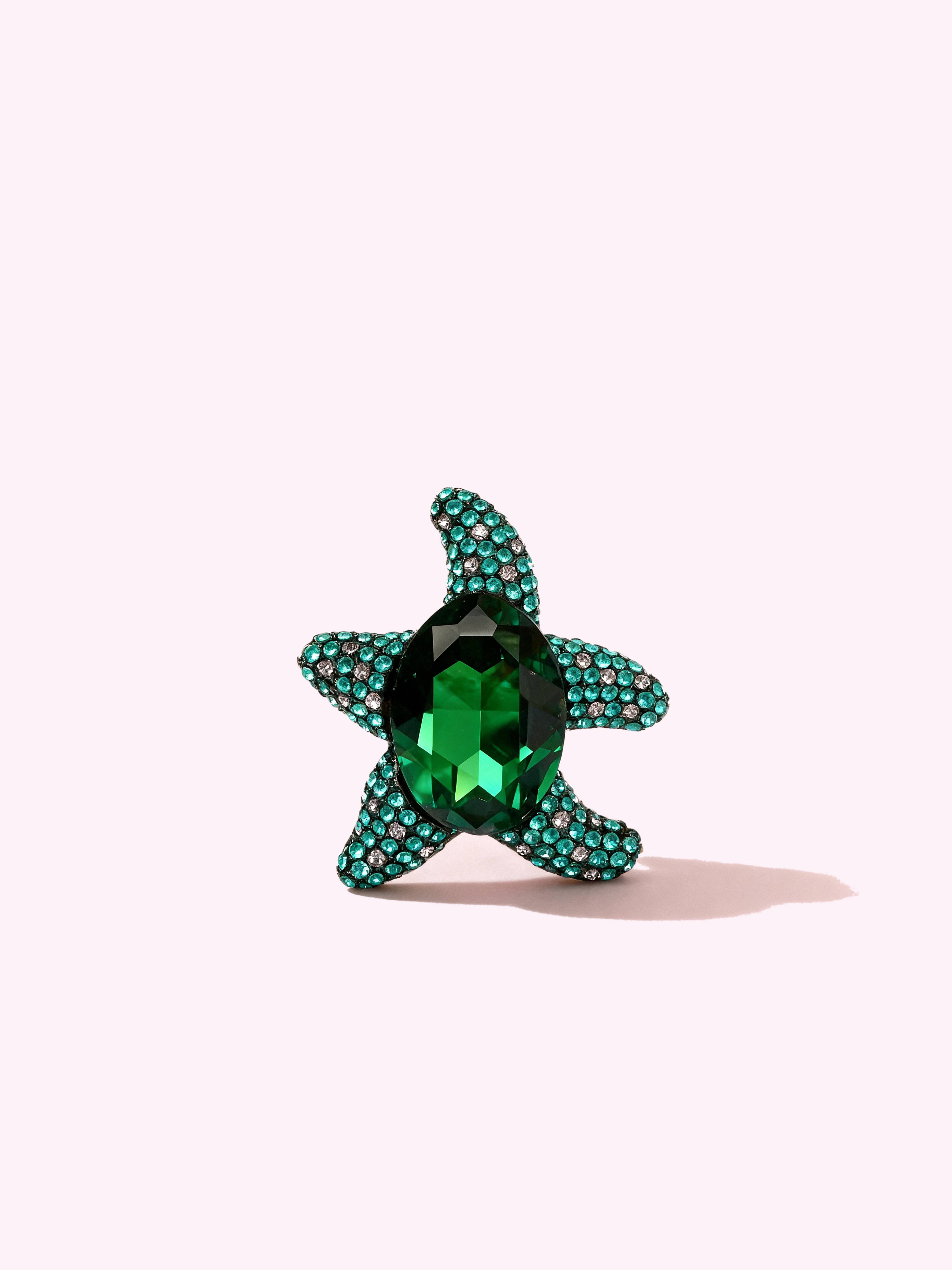 Broșă statement Lola Casademunt – stea de mare, cristal verde