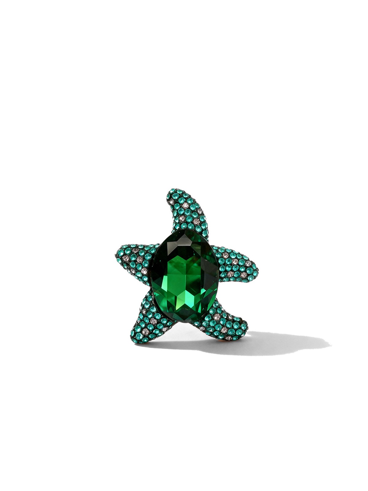 Broșă Lola Casademunt – stea de mare, cristal verde