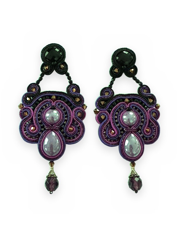 Cercei soutache Orchidée