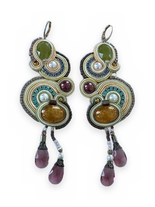 Cercei soutache Amber & Turcoaz