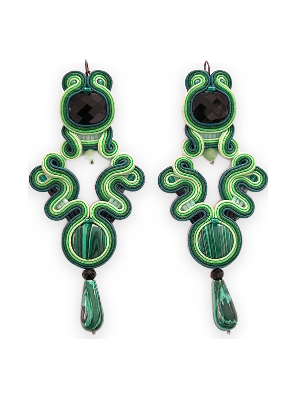 Cercei soutache Malachite